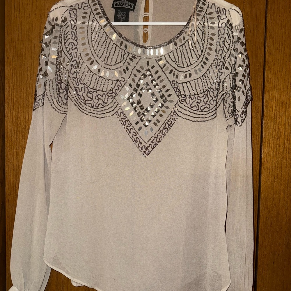 Angie blush pink and Silver Embellished Blouse